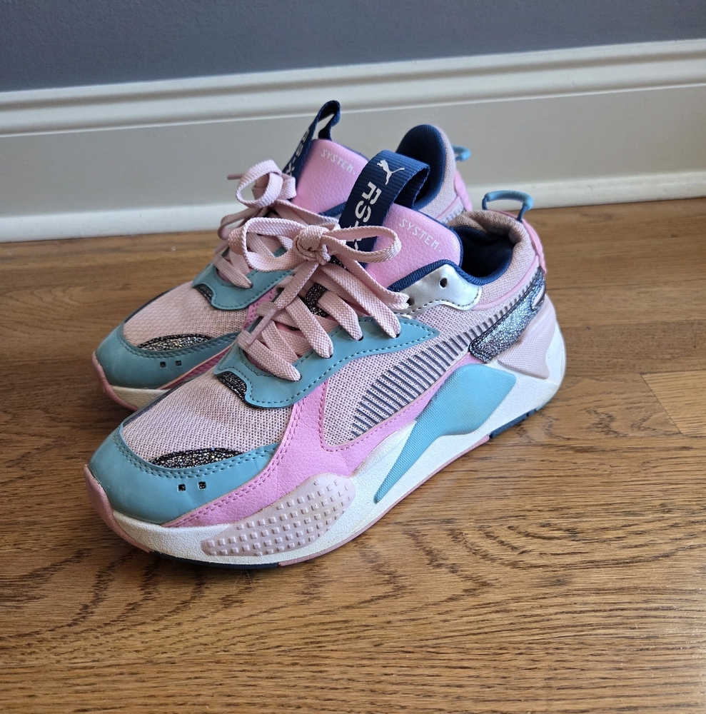 Puma RS-X JR Aurora Pastel Pink and Teal Sneaker Size 6C